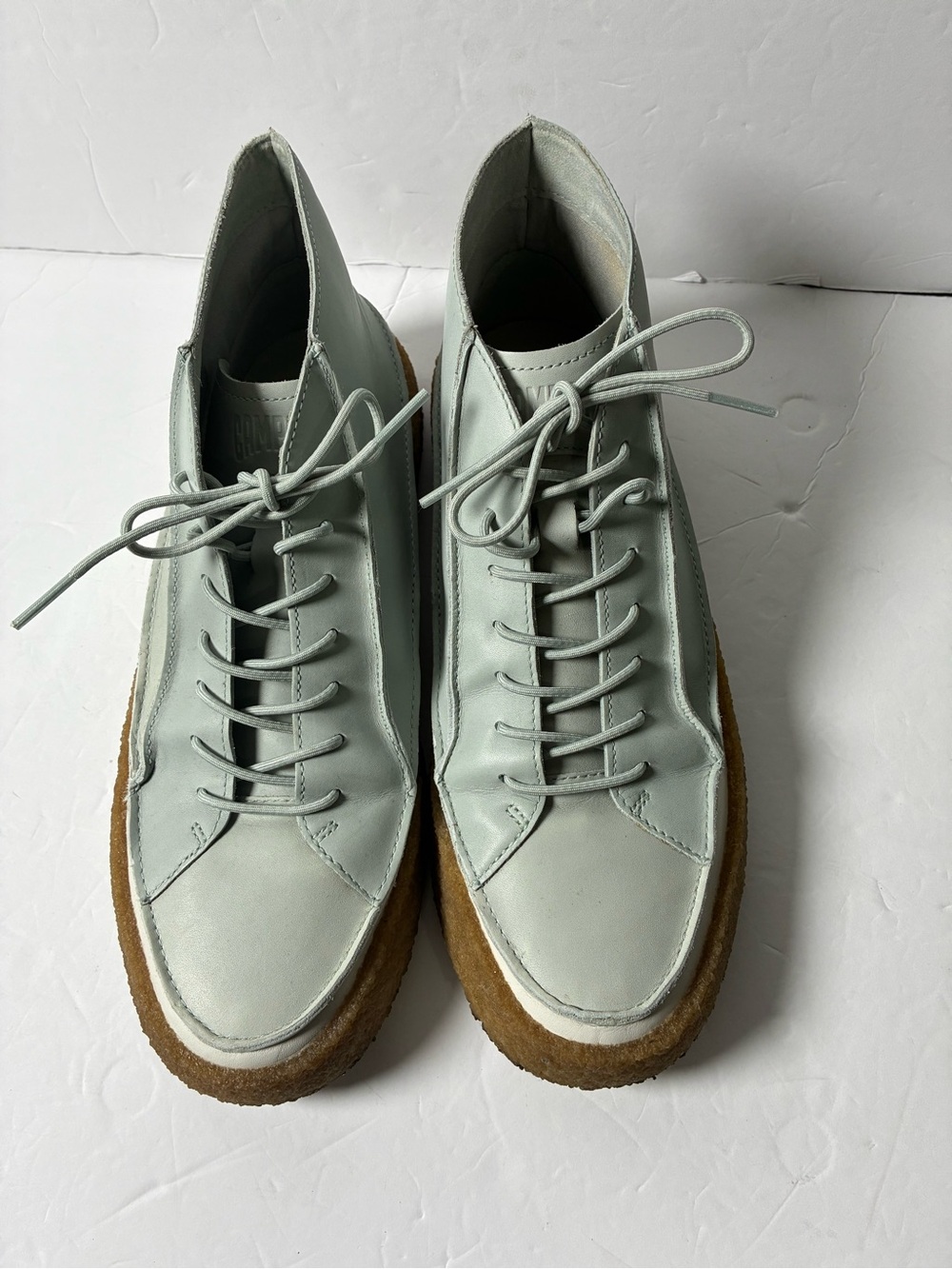 Camper Men's Mint Green Leather Chukka Boots with Crepe Sole